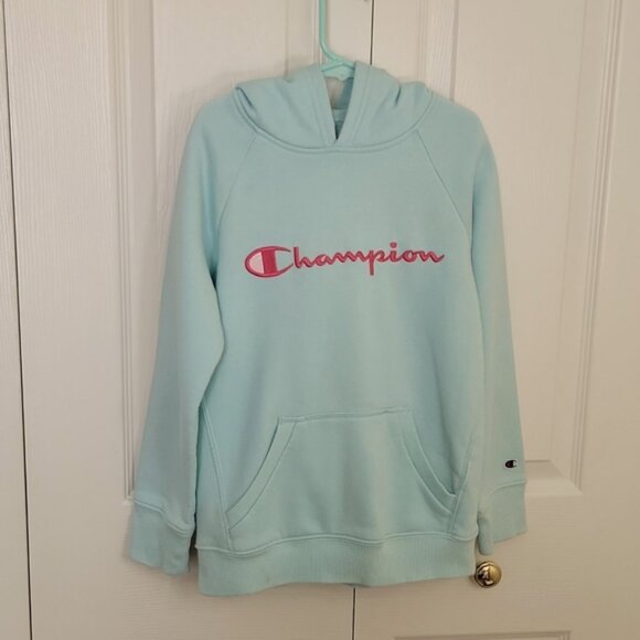 Champion Athletic Hoodie Pullover Sweatshirt Light Teal Size Small - Picture 13 of 15